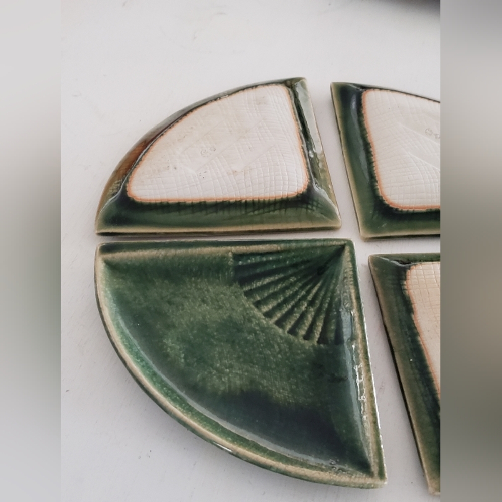 Japanese Serving Dishes, Set Of 4, Vintage, Green - Picture 3 of 8